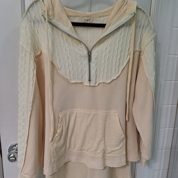 POL Tops - POL Cream Textured Hoodie NWOT